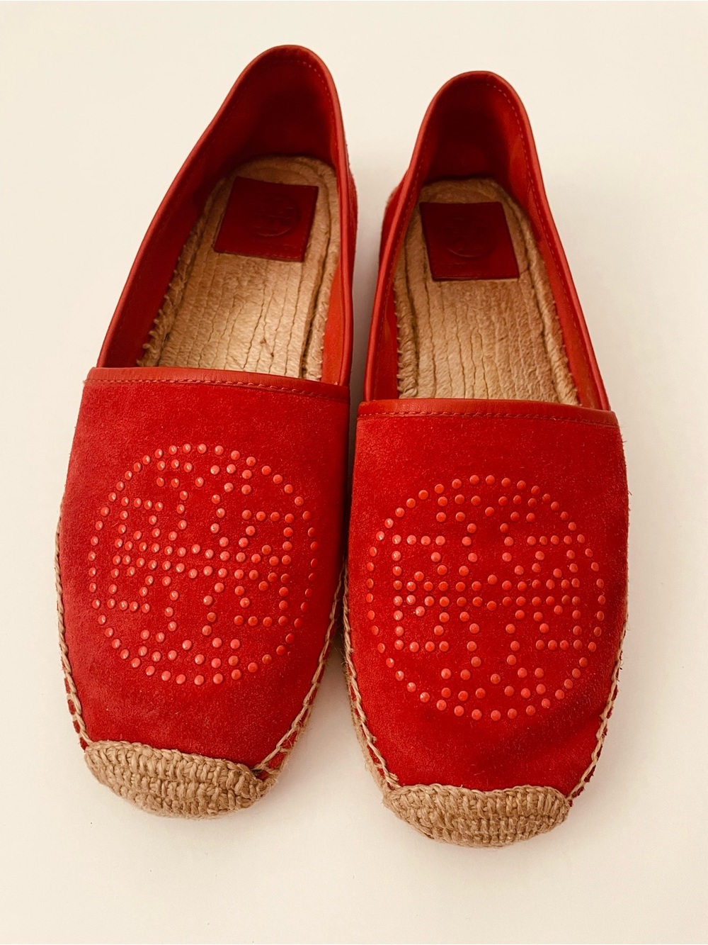 Tory Burch Red Suede Espadrille Slip-On Flats